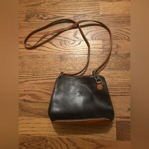 Zagara Women's Black & Brown Classic Minimalist Crossbody Bag - Made in Italy